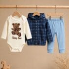 Pamučni komplet za dečake Teddy Bear sa plavim pantalonama