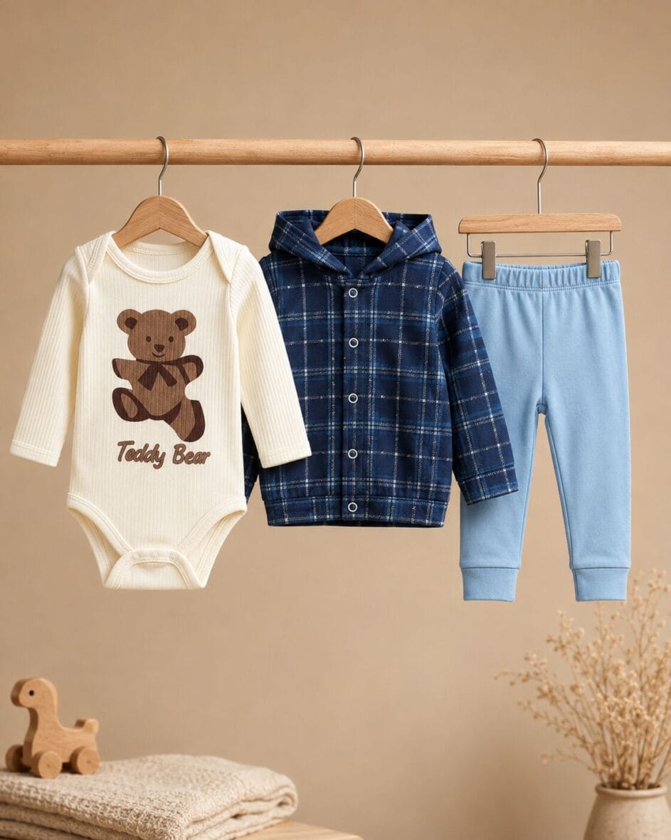 Pamučni komplet za dečake Teddy Bear sa plavim pantalonama