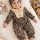 Pamučni komplet za devojčice sa leopard dezenom – zekica i kapica