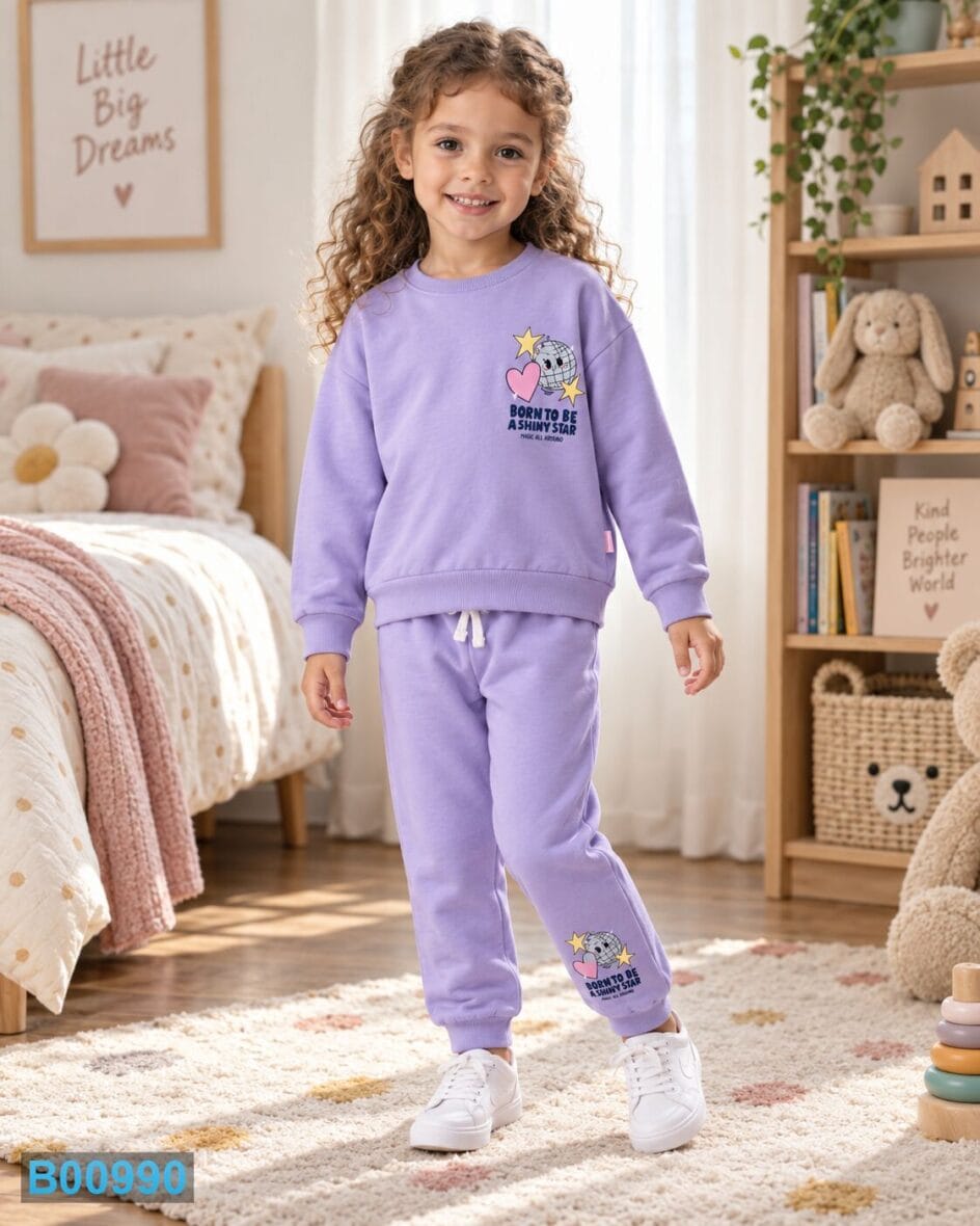 Pamučni komplet za devojčice Shiny Star – lila