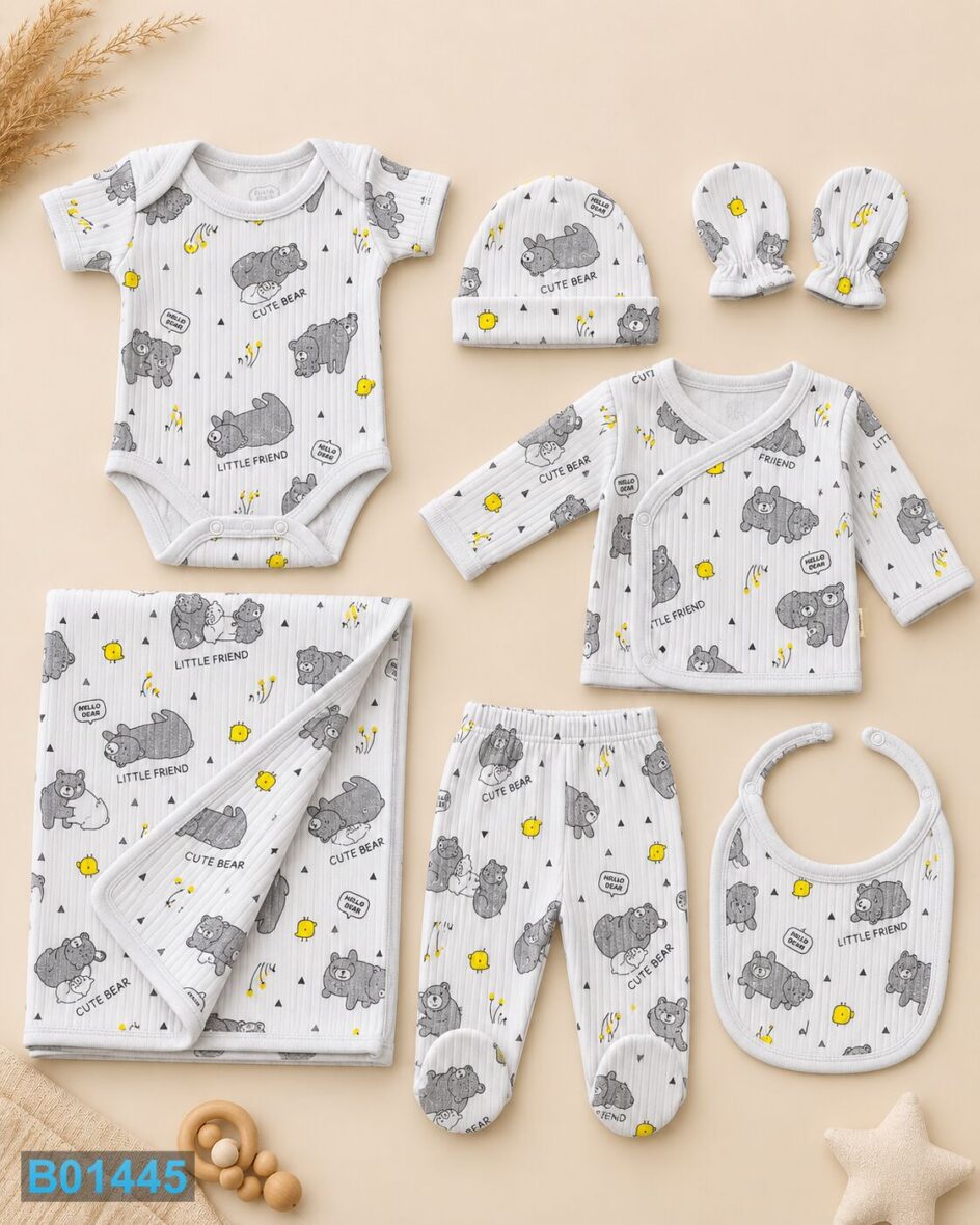 Pamučni sedmodelni komplet za bebe Cute Bear
