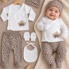 Pamučni petodelni komplet sa leopard dezenom za devojčice